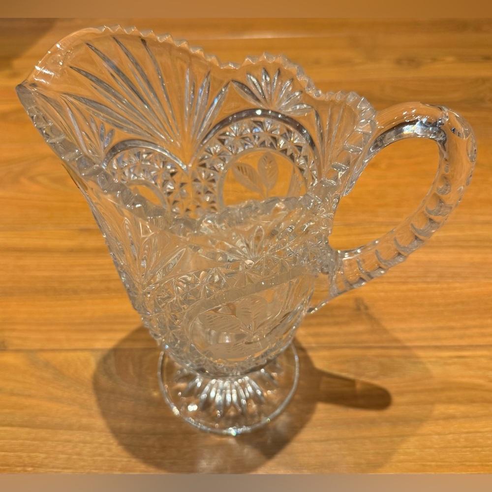 Beautiful New Vintage Crystal Pitcher 1970’s Bird design ECHT Bleikristall